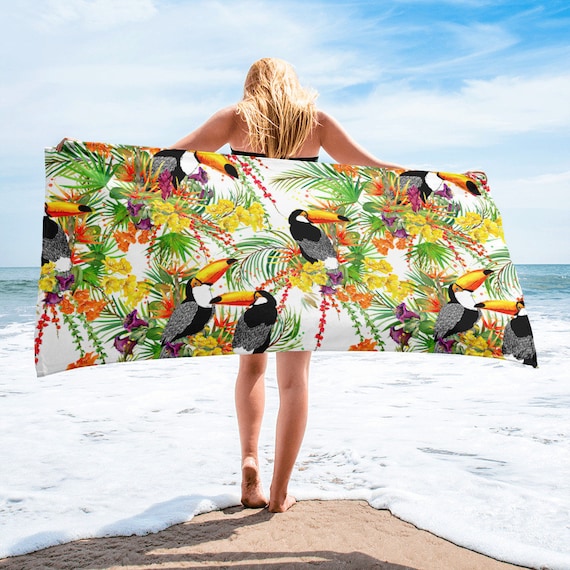 Large Beach Towel 30 X 60 Inch Towel Bath Towel Tropical Floral