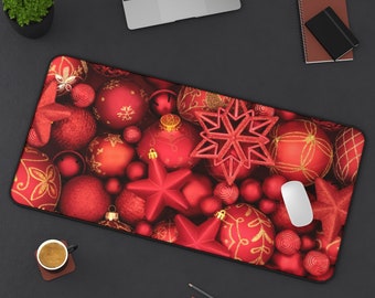 LARGE Christmas Desk Mat, 3 Sizes Non Slip Desk Pad, Office Computer Supplies, Holiday Ornaments Neoprene Computer Mouse Pad Accessories