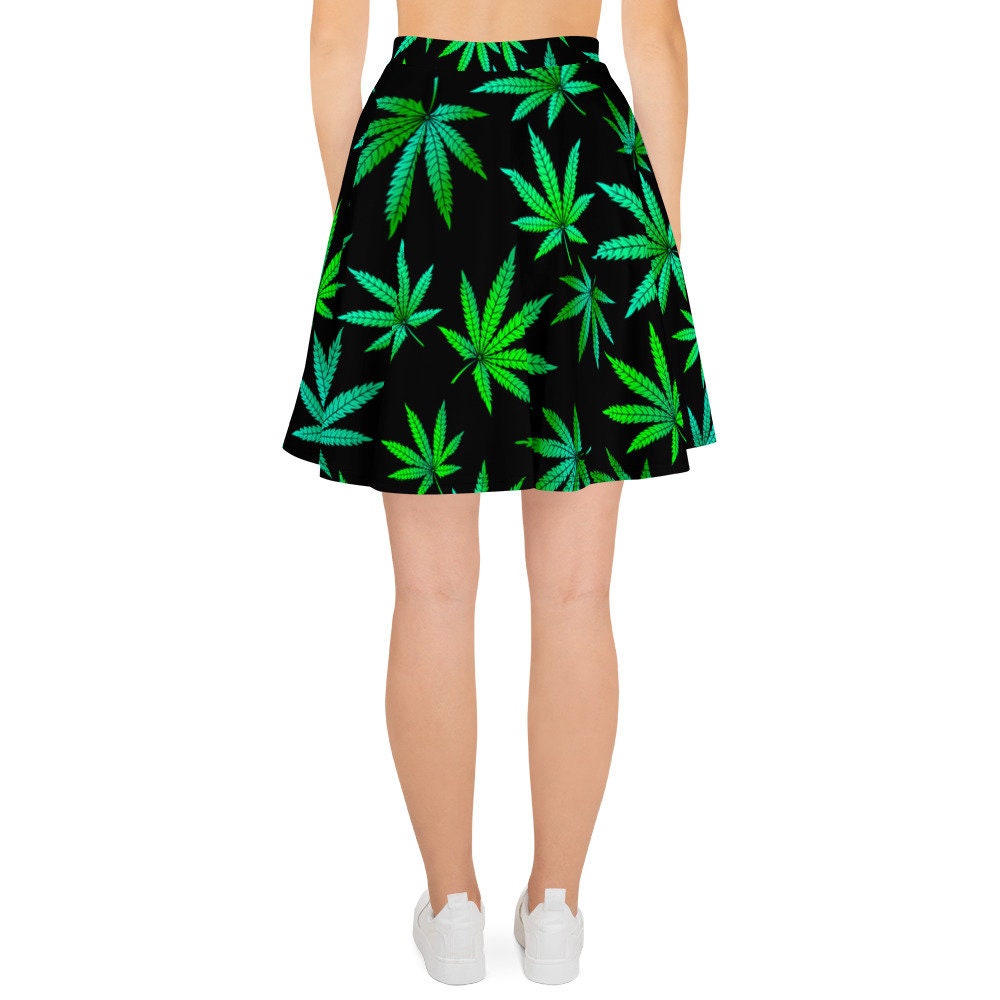 Discover Marijuana Hemp Leaf Skater Skirt