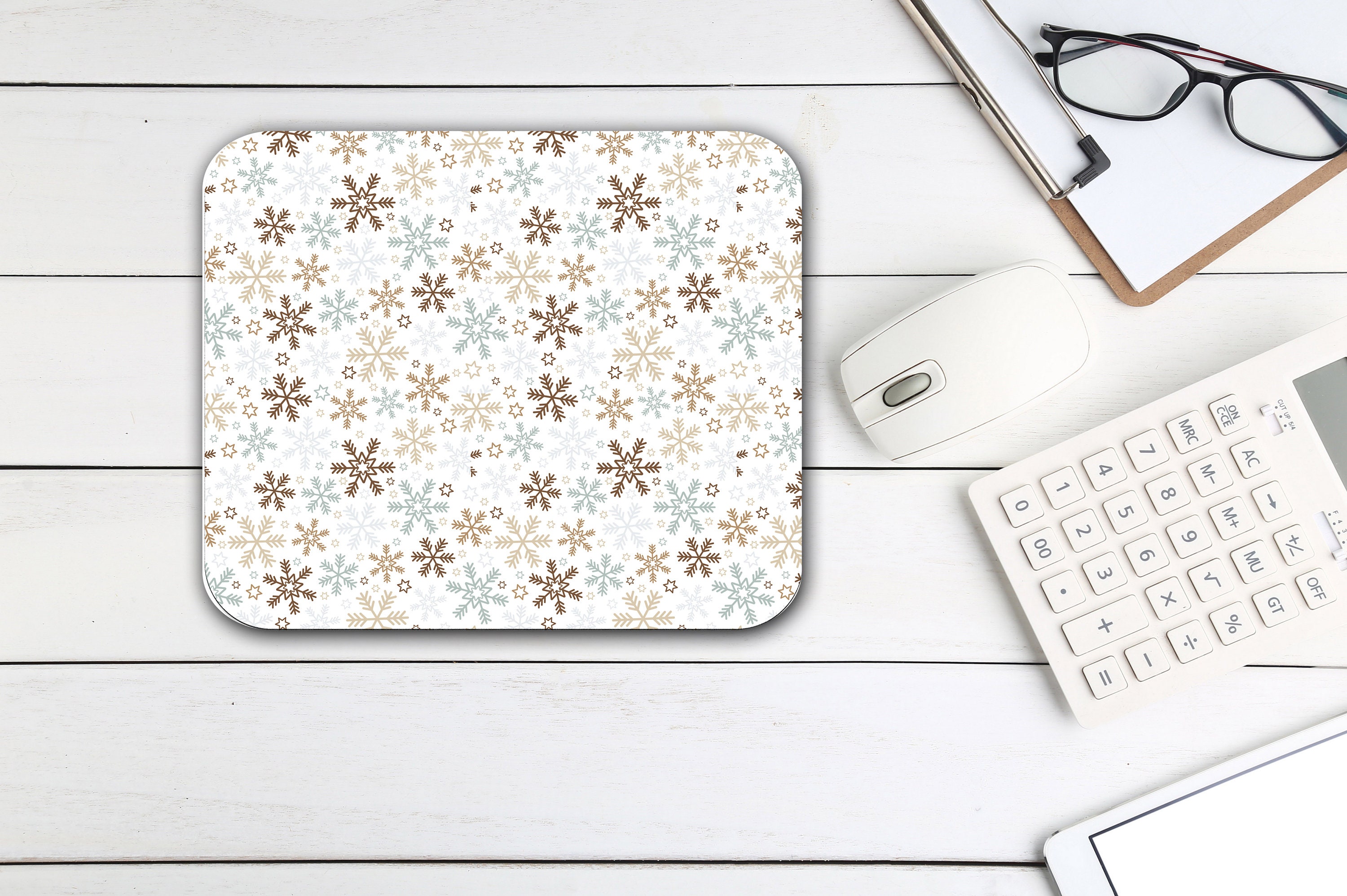 Christmas Snowflakes Mouse Pad Tech Desk Office Desk Accessories