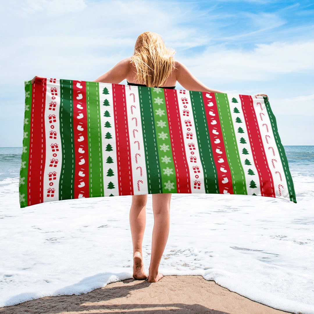 Toalla de playa grande, toalla de 30 x 60 pulgadas, toalla de baño, toalla  de impresión de acebo de Navidad, toalla grande premium premium de  vacaciones de invierno personalizado -  México