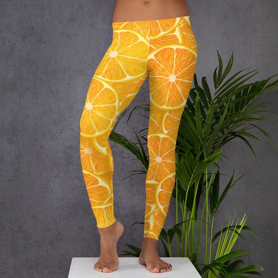 Polyester Spandex Womens Full Length Leggings, Yellow