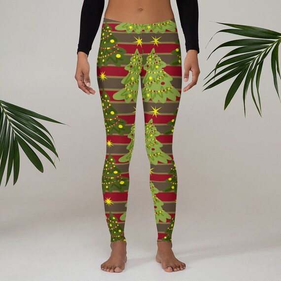 Christmas Leggings Holiday Leggings Womens Adult Yoga Pants Christmas Tree Holiday Clothing Polyester Spandex Leggings XS S M L XL Size Etsy Ireland