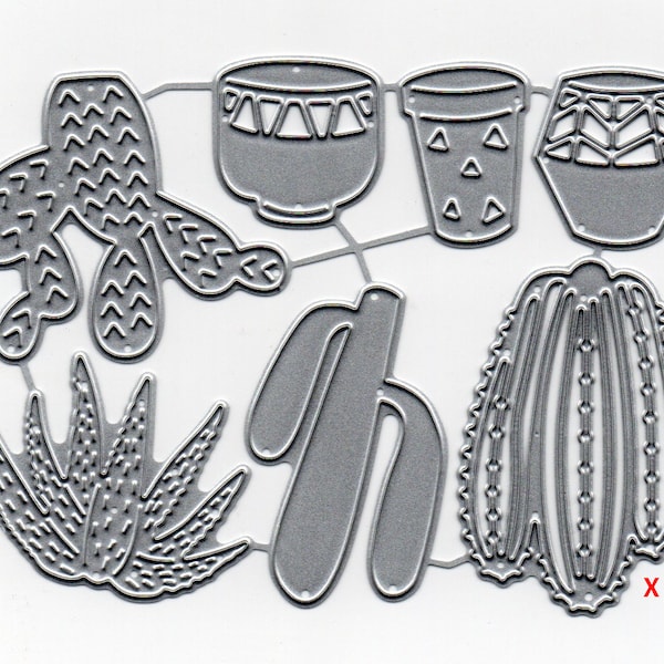 7pc Cactus and Pots Metal Cutting Die Set