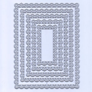 5pc Rectangle Frame Metal Cutting Die Scalloped Lacy Like Edge