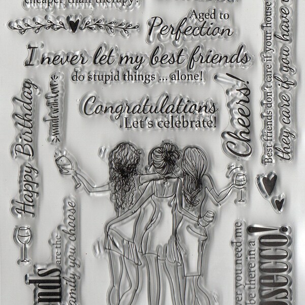 Bestie, Girl Friends, Clear Cling Stamps