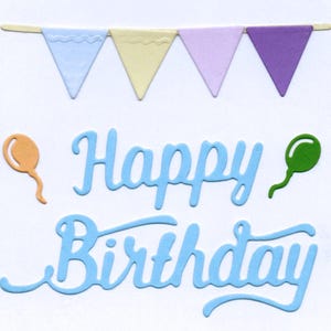 Happy Birthday Word Metal Cutting Die Set, Balloons and Banner