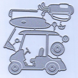 Golfing Cutting Die Set, ball, bag, iron, cart, tee, tiny grass piece