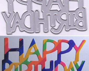 Happy Birthday Background Word Square Metal Cutting Die Greeting Card ...