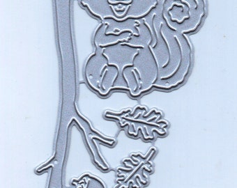 ONLY 4 LEFT Squirrel Branch Leaves Acorn Metal Cutting Die
