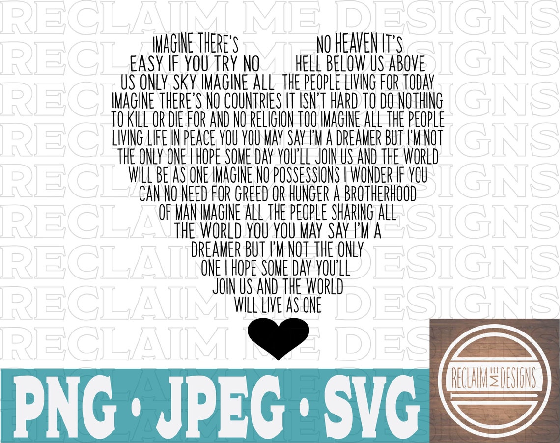Imagine Heart shaped word art SVGPNG and JPEG file | Etsy