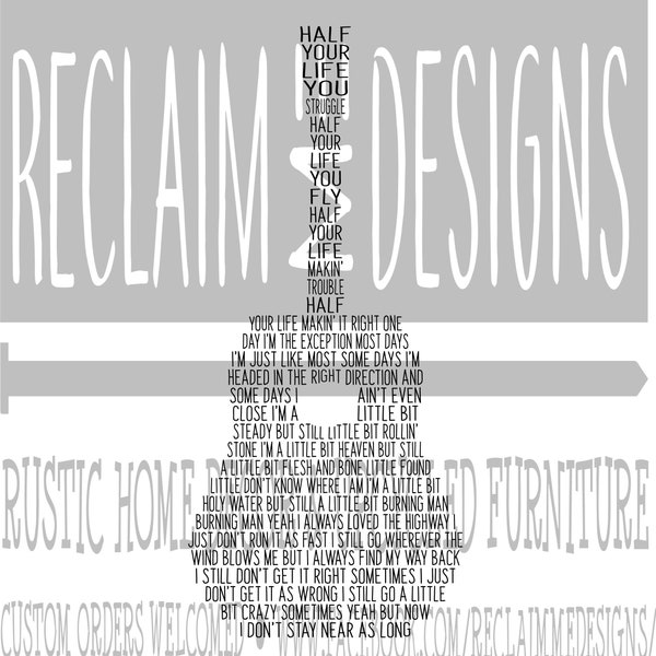 Burning man guitar shaped word art SVG and PNG file