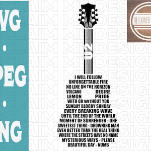 U2 guitar shaped SVG,PNG, and JPEG file