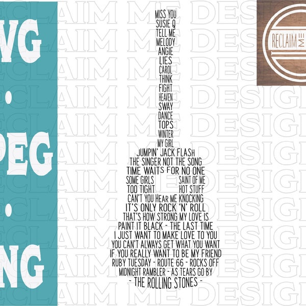 The Rolling Stones Guitar word art SVG,PNG, and JPEG files