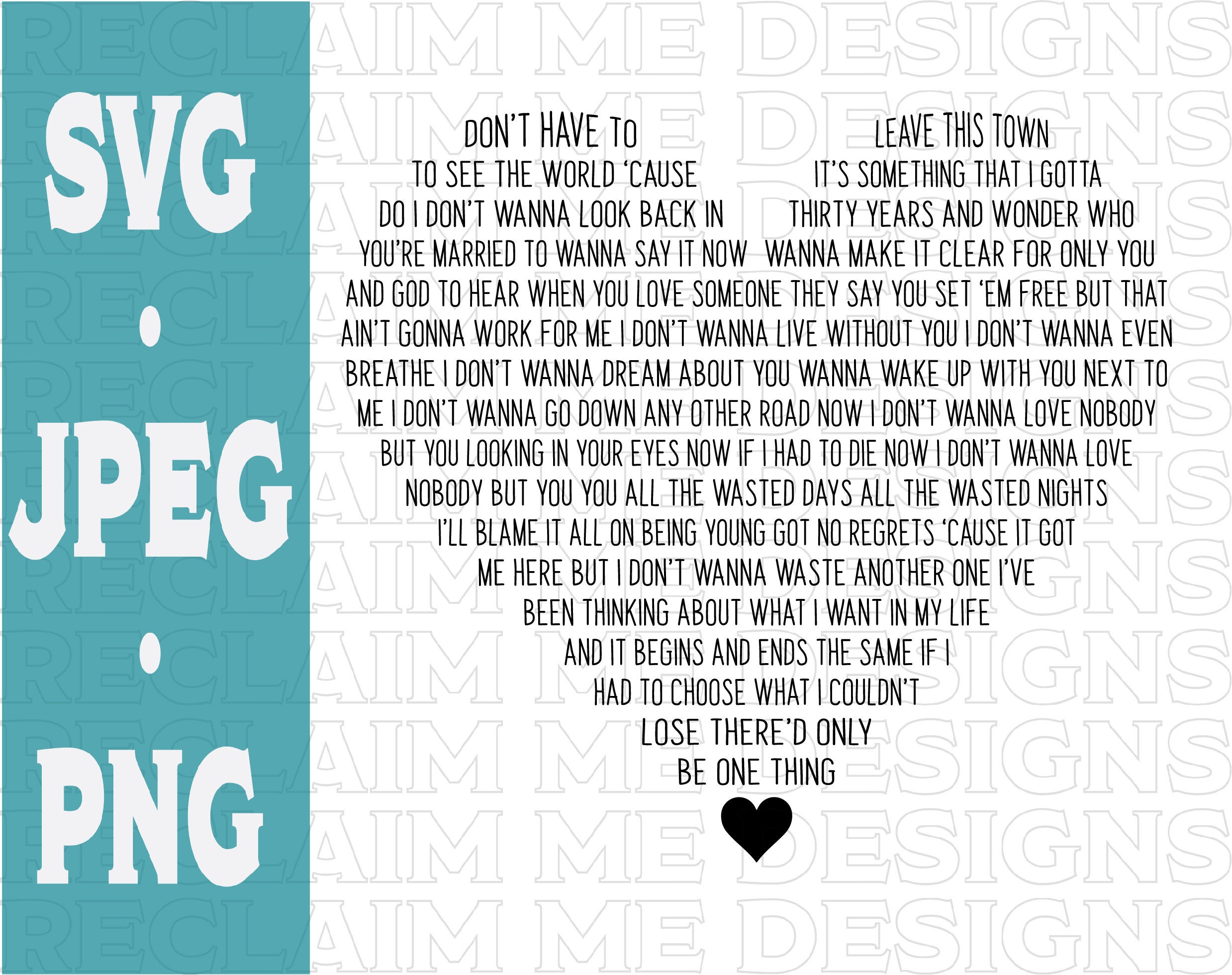 Nobody But You heart shaped SVG,PNG, and JPEG file