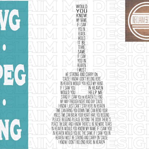 Tears in Heaven guitar shaped SVG,JPEG, and PNG file