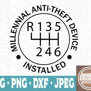 Six vitesses Millennial Anti Theft DXF,SVG,PNG, et fichier jPEG