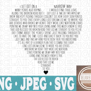 Deus abençoe a estrada quebrada Word art em formato de coração PNGJPEG e arquivo SVG