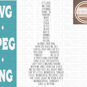 Wonderful Tonight Guitar shaped SVG,JPEG, and PNG file