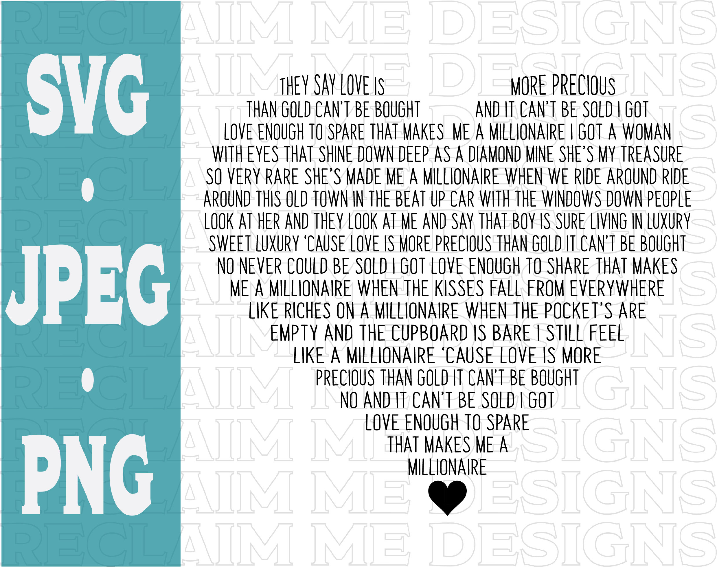 Millionaire Heart Shaped SVG,JPEG and PNG file
