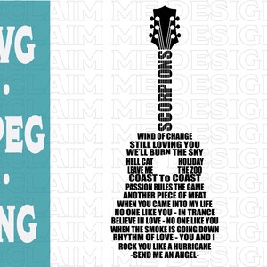 Scorpions Guitar shaped SVG,PNG, and JPEG file