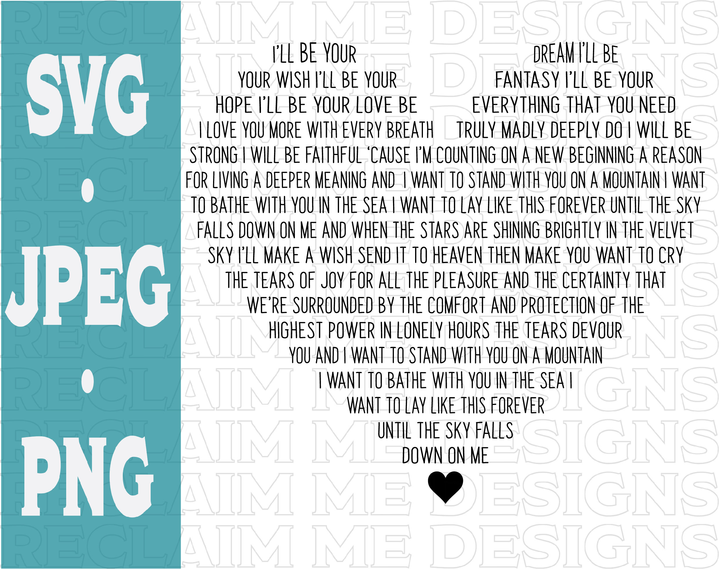 Truly Madly Deeply Script Heart Song Lyric Quote Print Truly Madly Deeply Script Heart Song Lyric Quote Print