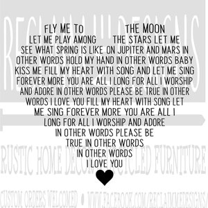 Fly Me to the Moon Heart Shaped SVG,PNG, and JPEG file