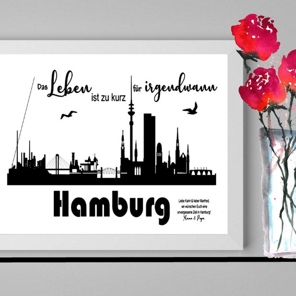 Geldgeschenk • Hamburg • Skyline • Hochzeit • Reisen • Rente • Geburtstag • personalisiert • auch Digital