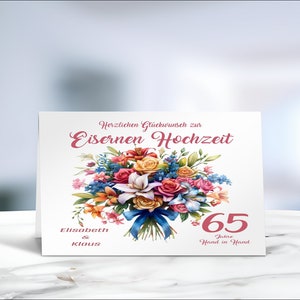 Eiserne Hochzeit • 65. Hochzeitstag • Glückwunschkarte • Hochzeitsjubiläum • 65 Jahre Ehe  • personalisiert • LN1 - 3 von 5