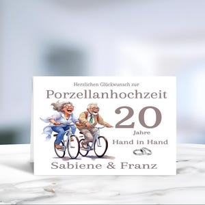 Porzellanhochzeit • Klappkarte • Glückwunschkarte • Ehejubiläum • 20 Jahre verheiratet • personalisiert • LN7- Motiv 3 von 8