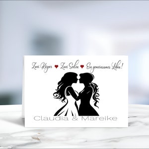 Lesbenhochzeit • Gayhochzeit • Frauenhochzeit • Gleichgeschlechtliche Hochzeit • Hochzeitskarte  • personalisiert • Motiv 4 von 6