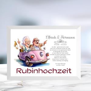 Rubinhochzeit • Geldgeschenk • 40 Jahre Ehe • Geschenk mit Rahmen  • Rubin Hochzeit  • personalisiert • LN7 - 6 von 8