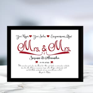 Geldgeschenk • Hochzeit • Mrs. & Mrs. • Lesbenhochzeit • Frauenhochzeit • personalisiert • Gleichgeschlechtliche Ehe