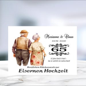 Eiserne Hochzeit • Klappkarte • Glückwunschkarte • Postkarte • 65 Jahre verheiratet  • personalisiert • LN5-Motiv 3 von 4