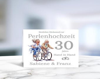 Perlenhochzeit • 30 Jahre Ehe • Hochzeitsjubiläum • Karte Perlenhochzeit • 30 Jahre verheiratet  • personalisiert • LN7-3