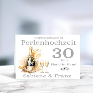 Perlenhochzeit • 30 Jahre Ehe • Hochzeitsjubiläum • Karte Perlenhochzeit • 30 Jahre verheiratet  • personalisiert • LN4-2