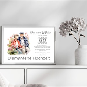 Diamantene Hochzeit • 60 Jahre Ehe • Digitales Produkt zum Ausdrucken • DIN A4 - PDF und JPG • personalisiert • Serie LN3 -7 Motive