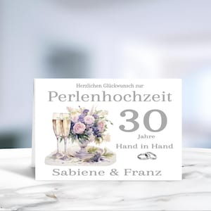 Perlenhochzeit • 30 Jahre Ehe • Hochzeitsjubiläum • Karte Perlenhochzeit • 30 Jahre verheiratet  • personalisiert • LN4-4