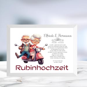 Rubinhochzeit • Geldgeschenk • 40 Jahre Ehe • Geschenk mit Rahmen  • Rubin Hochzeit  • personalisiert • LN7 - 8 von 8