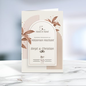 Holzhochzeit • Hölzerne Hochzeit • 5 Jahre Ehe • Glückwunschkarte • 5 Jahre verheiratet  •  personalisiert  • Motiv 2 von 2