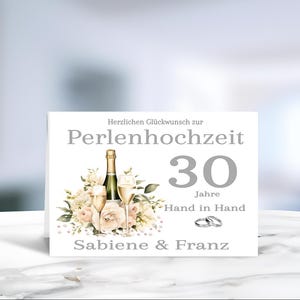 Perlenhochzeit • 30 Jahre Ehe • Hochzeitsjubiläum • Karte Perlenhochzeit • 30 Jahre verheiratet  • personalisiert • LN4-3