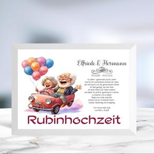 Rubinhochzeit • Geldgeschenk • 40 Jahre Ehe • Geschenk mit Rahmen  • Rubin Hochzeit  • personalisiert • LN7 - 4 von 8