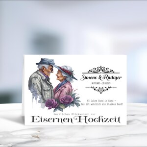 Eiserne Hochzeit • Ehejubiläum Karte • Glückwunschkarte • Karte eiserne Hochzeit • 65 Jahre verheiratet  • personalisiert • LN7- 3 von 6