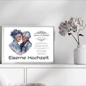 Eiserne Hochzeit • Karte Eiserne Hochzeit • Digitales Produkt zum Ausdrucken • DIN A4 - PDF und JPG • personalisiert • Serie LN2 - 6 Motive