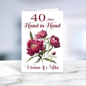 Rubinhochzeit • Klappkarte • Glückwunschkarte • Postkarte • 40 Jahre • personalisiert • LN1-Motiv 4 von 4