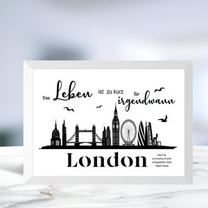 Geldgeschenk • London • Hochzeitsreise • Hochzeit • Skyline • Geburtstag • Rente • Reisen • personalisiert • auch Digital