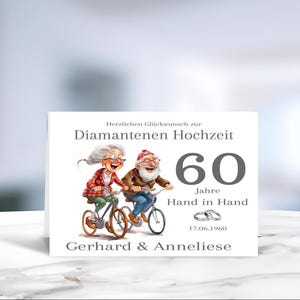 Diamantene Hochzeit • Karikatur • Glückwunschkarte • Hochzeitsjubiläum • Hochzeitskarte  •  60 Jahre Ehe • personalisiert • LN7-7 von 8