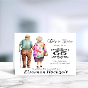 Eiserne Hochzeit • Klappkarte • Glückwunschkarte • Postkarte • 65 Jahre verheiratet  • personalisiert • LN5-Motiv 1 von 4
