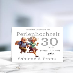 Perlenhochzeit • 30 Jahre Ehe • Hochzeitsjubiläum • Karte Perlenhochzeit • 30 Jahre verheiratet  • personalisiert • LN7-2