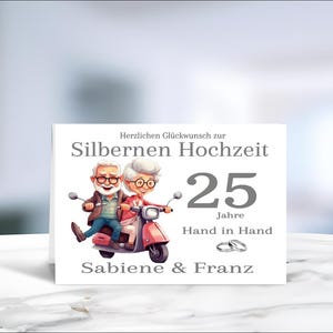 Silberhochzeit • Silberne Hochzeit • 25 Jahre verheiratet • Geschenk für die Silberhochzeit • Silberhochzeitskarte  • personalisiert • LN7-8